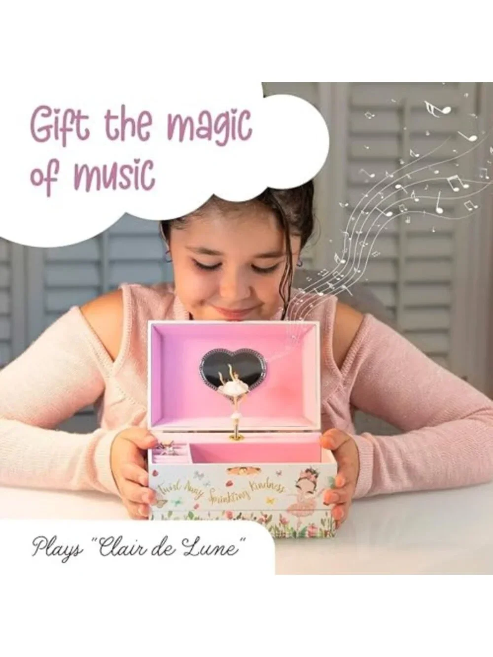 Musical Ballerina Jewelry Box for Kids - Classic Melody, Storage Organizer, MDF